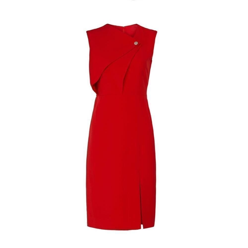 Jason Wu Designer Red Front Snap Sheath Dress Siz… - image 2